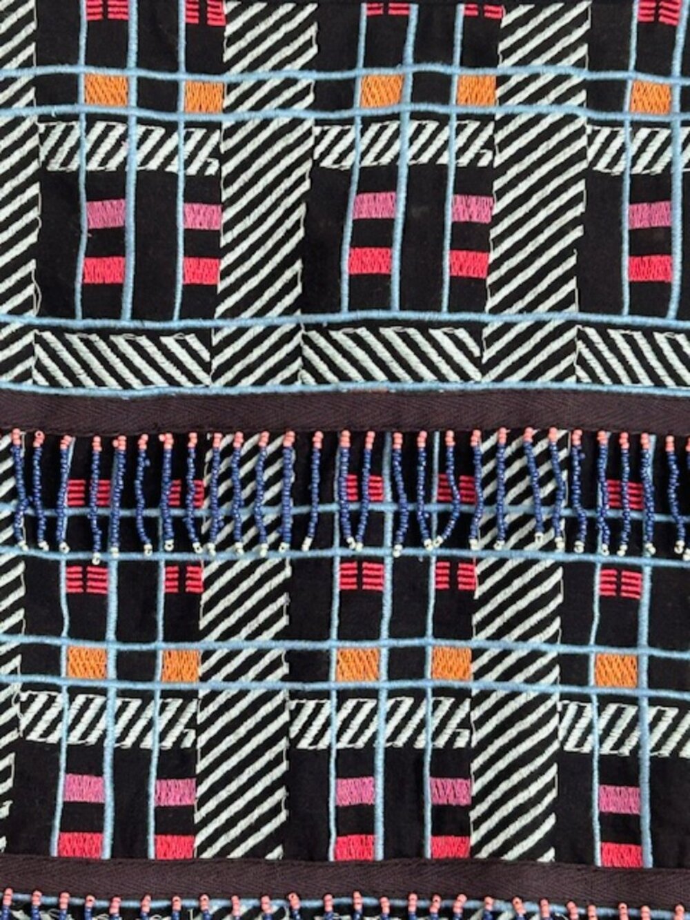 Anthropologie x Maeve Fringe-Trimmed Beaded Checkered Geometric Lined Mini Skirt - Picture 8 of 16